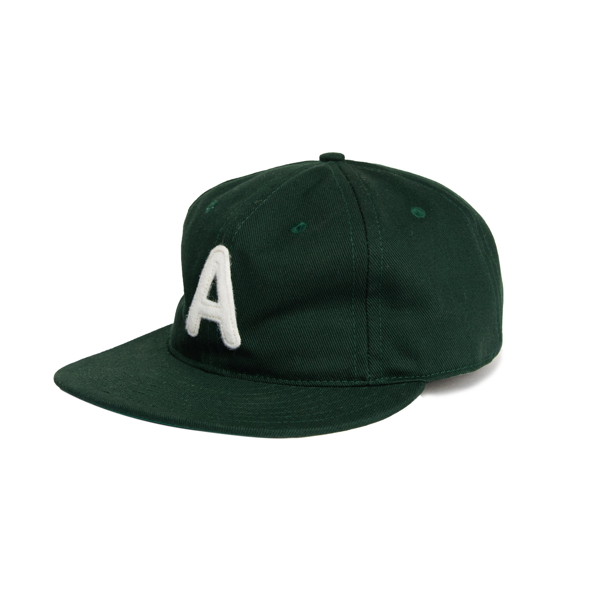 Unstructured cotton cap in Forest Green, made in the USA. bull denim twill