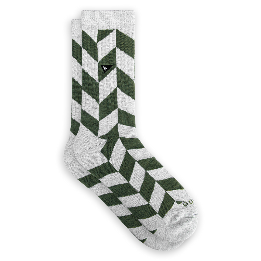Arvin Goods solid crew sock in Herringbone color. Made in Portugal from recycled yarns.