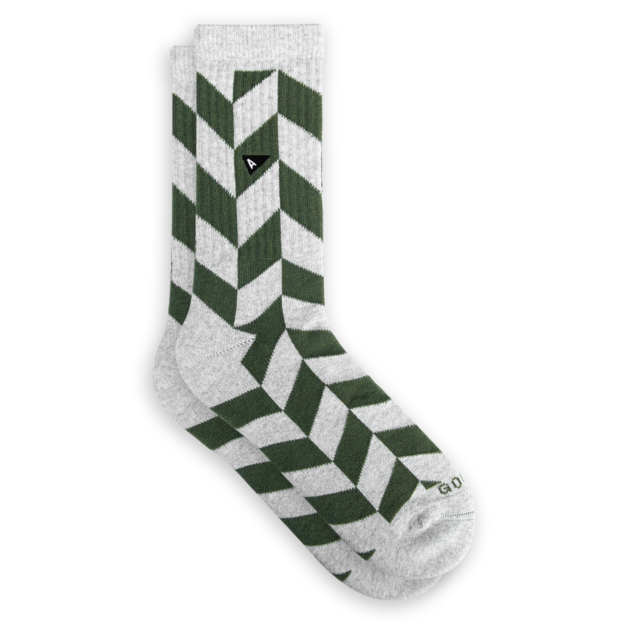 Arvin Goods solid crew sock in Herringbone color. Made in Portugal from recycled yarns.