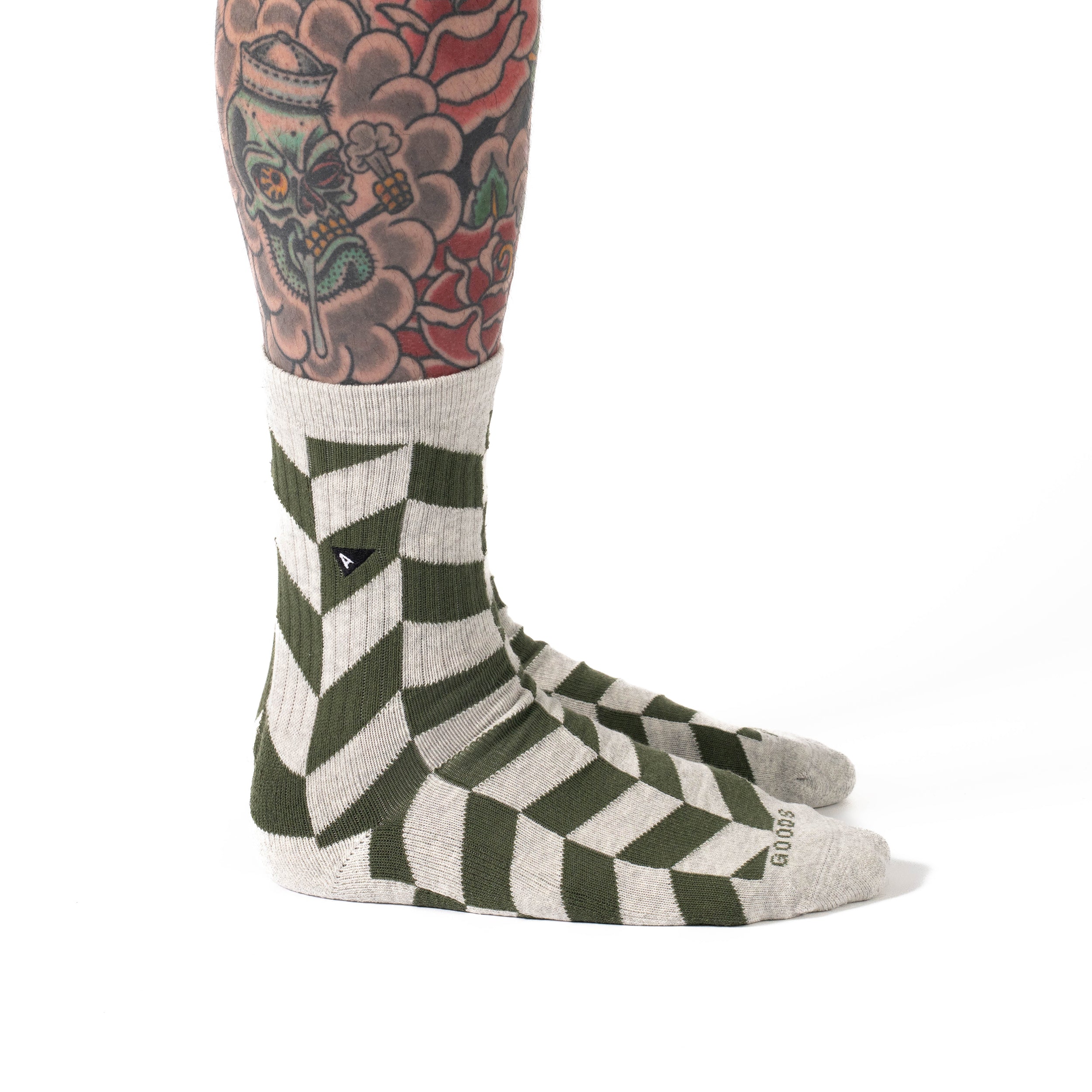 Crew Sock - Olivine Herringbone