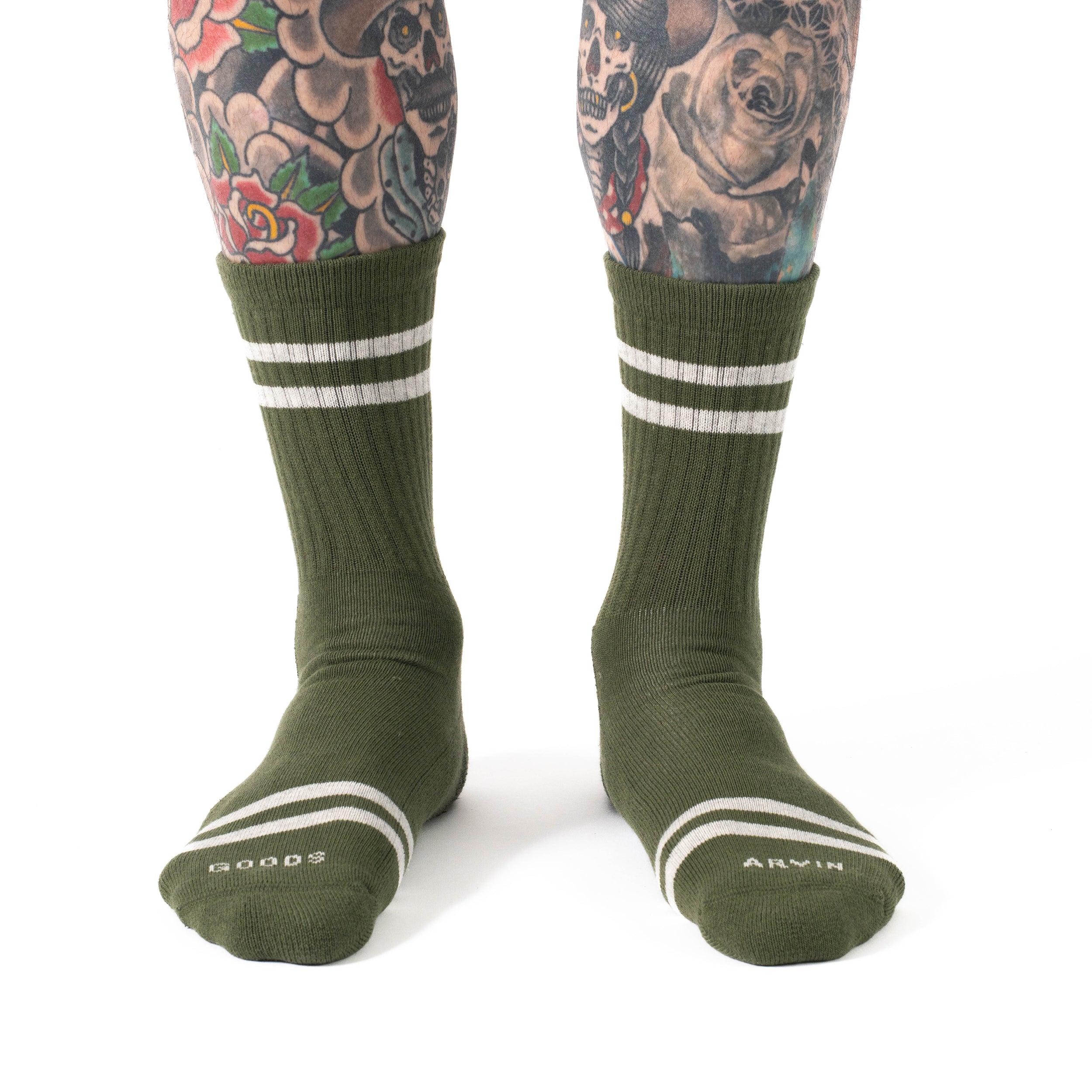Crew Sock - Olivine Stripe