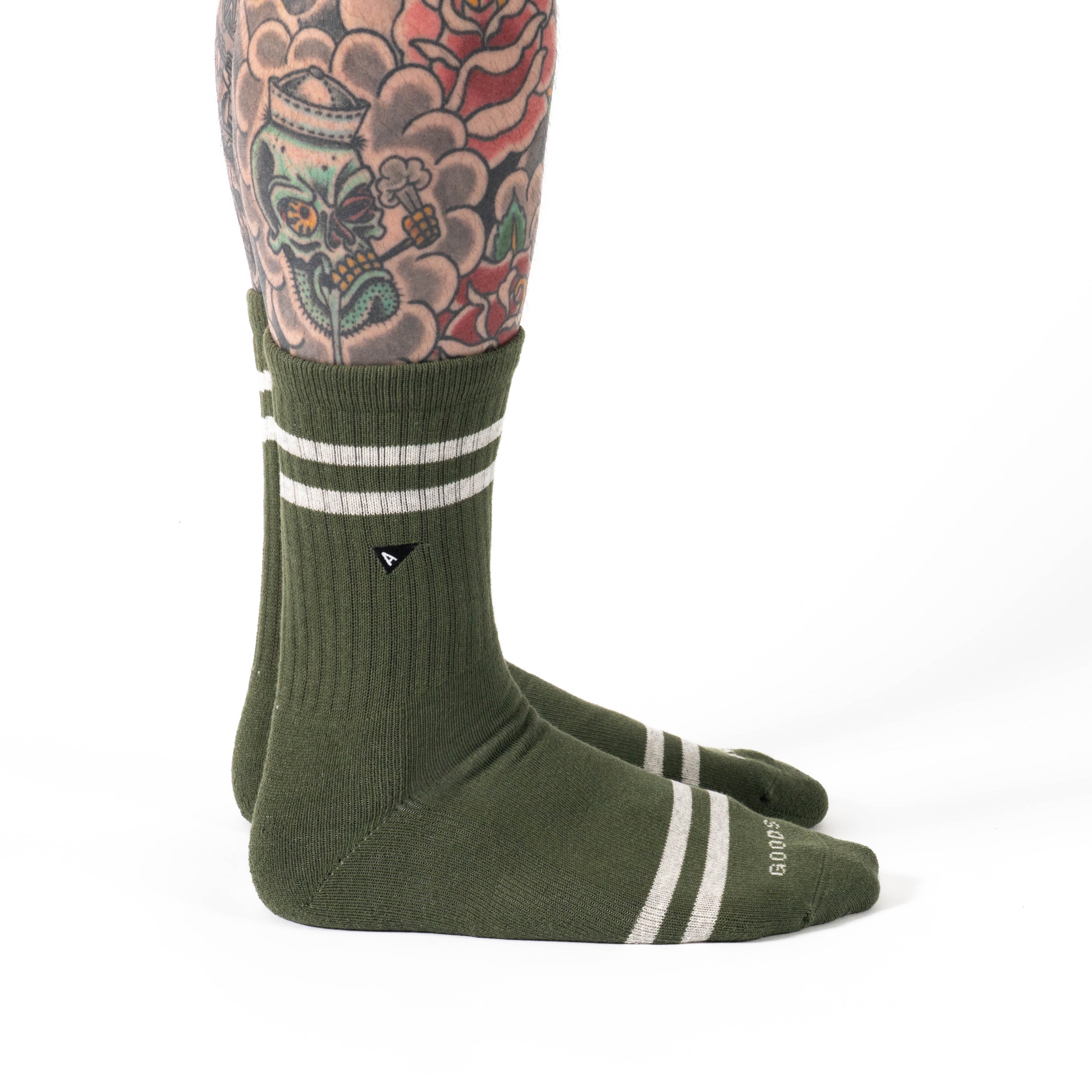Crew Sock - Olivine Stripe