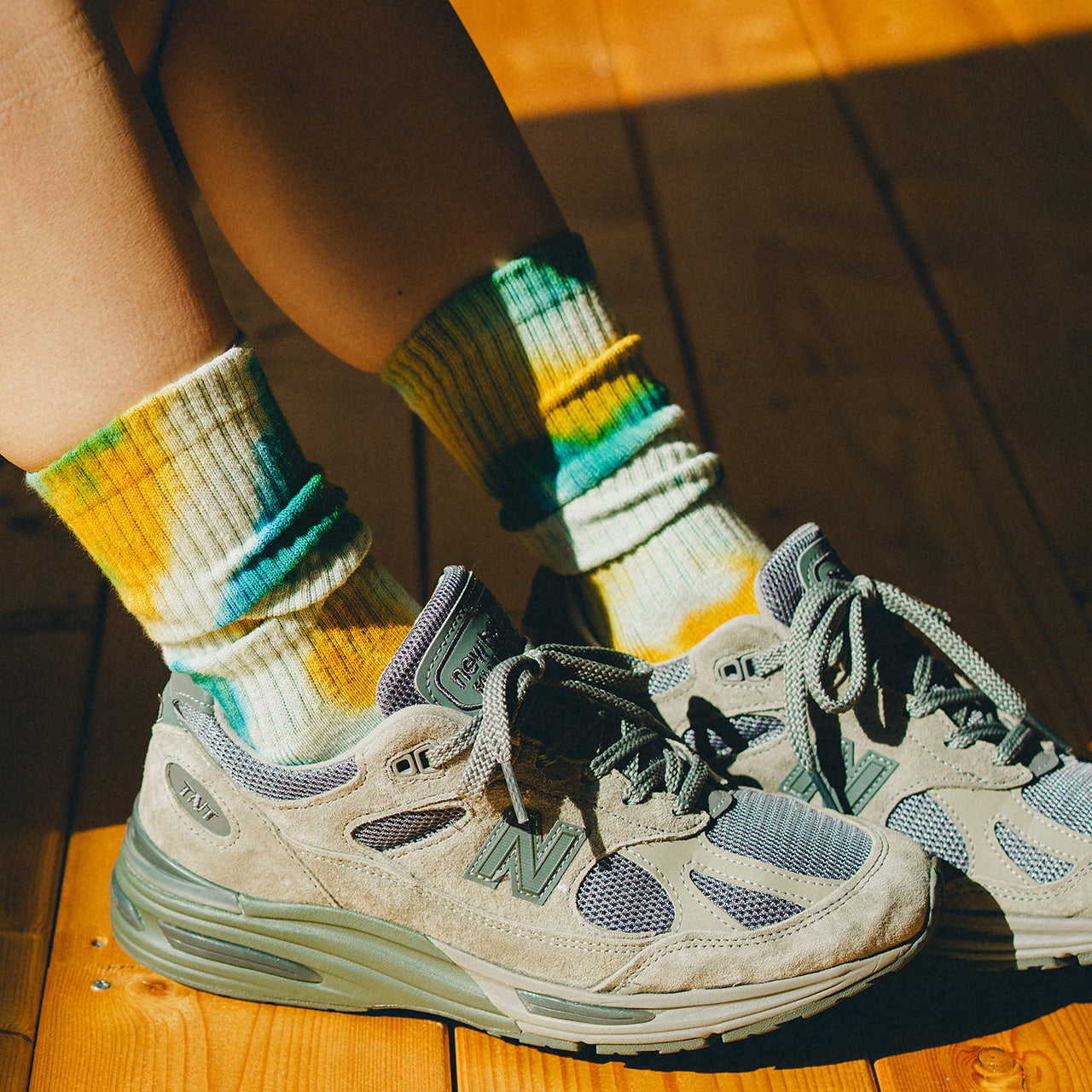 NODAL Tabi Sock – Tie Dye Long Sock Green | Made in Japan
