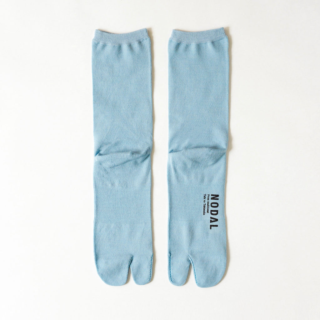 NODAL light blue Merino wool Tabi sock. Made in Japan. Split-toe design. Soft, breathable, and unisex fit.