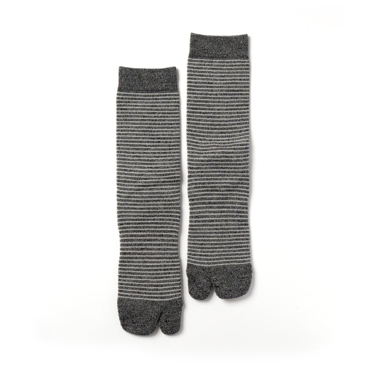 NODAL Tabi Sock – Merino Wool Stripe Heather Charcoal| Made in Japan