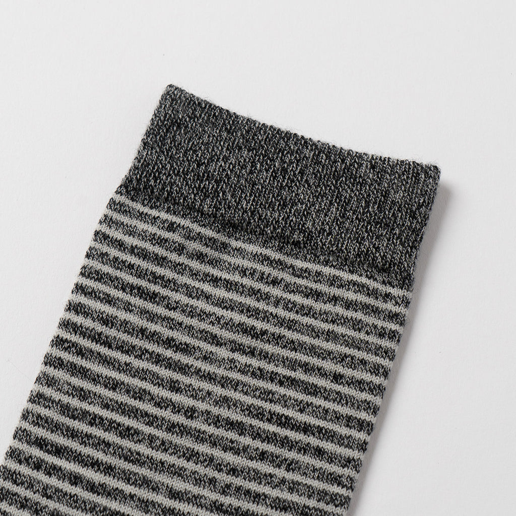 NODAL Tabi Sock – Merino Wool Stripe Heather Charcoal| Made in Japan