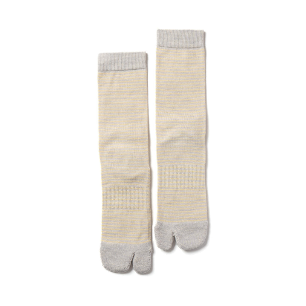 NODAL Tabi Sock – Merino Wool Stripe Light Gray | Made in Japan