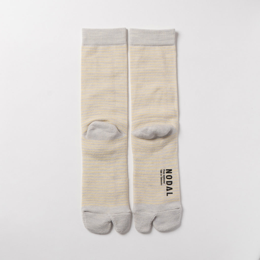 NODAL Tabi Sock – Merino Wool Stripe Light Gray | Made in Japan