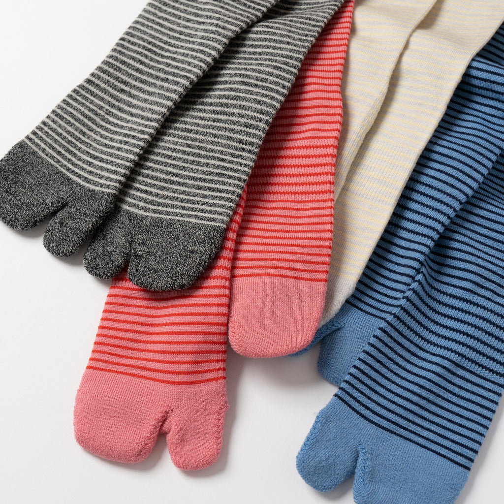 NODAL Tabi Sock – Merino Wool Stripe Heather Charcoal| Made in Japan