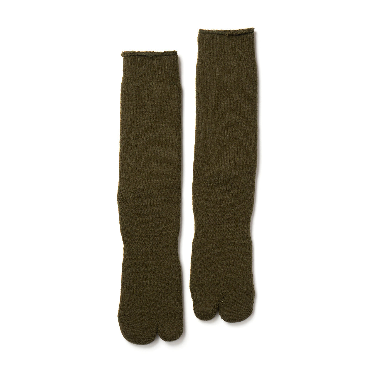 NODAL Brushed Pile Tabi Sock – Army Green | Made in Japan