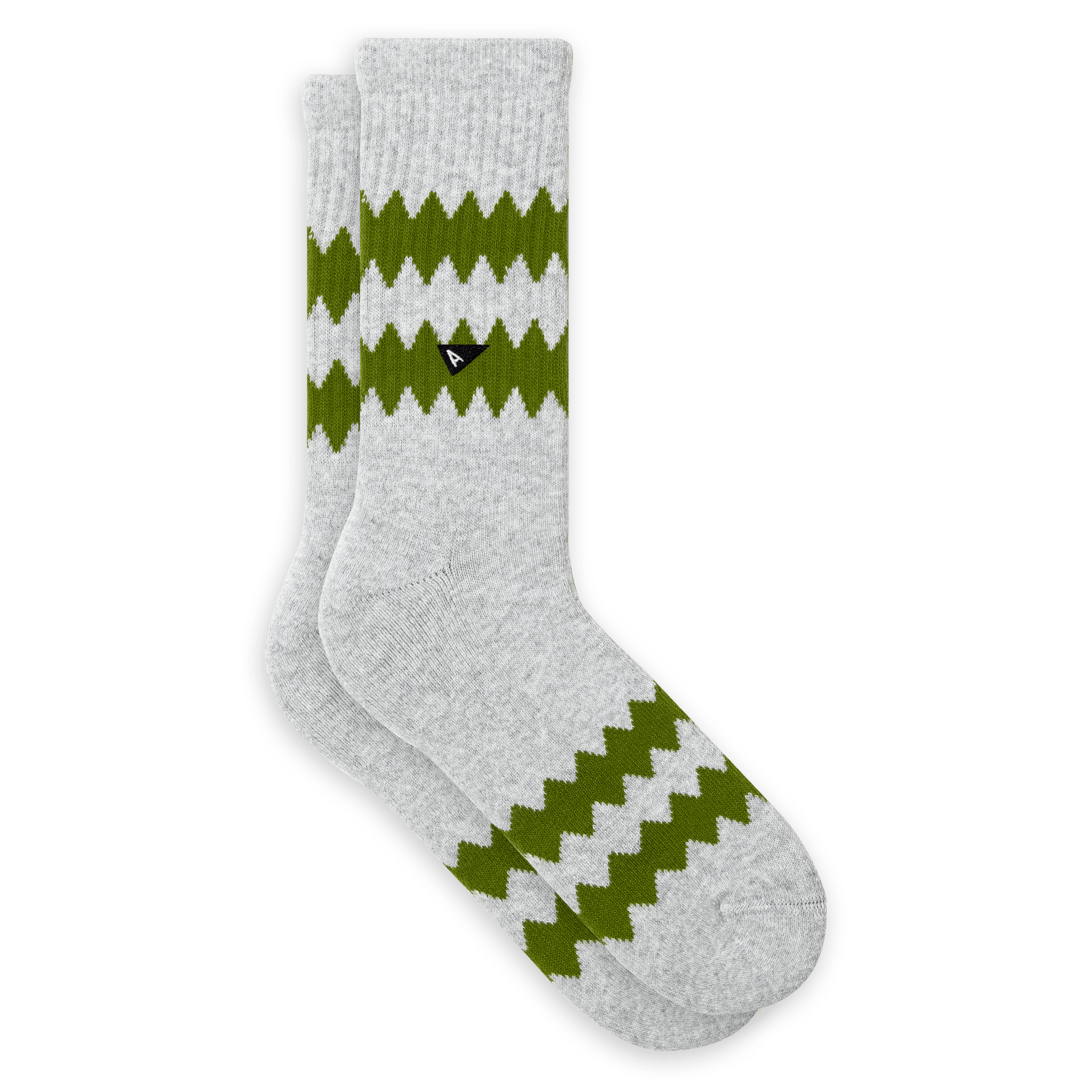 Arvin Goods crew sock with seasonal diamond pattern. Made in Portugal using recycled yarns.