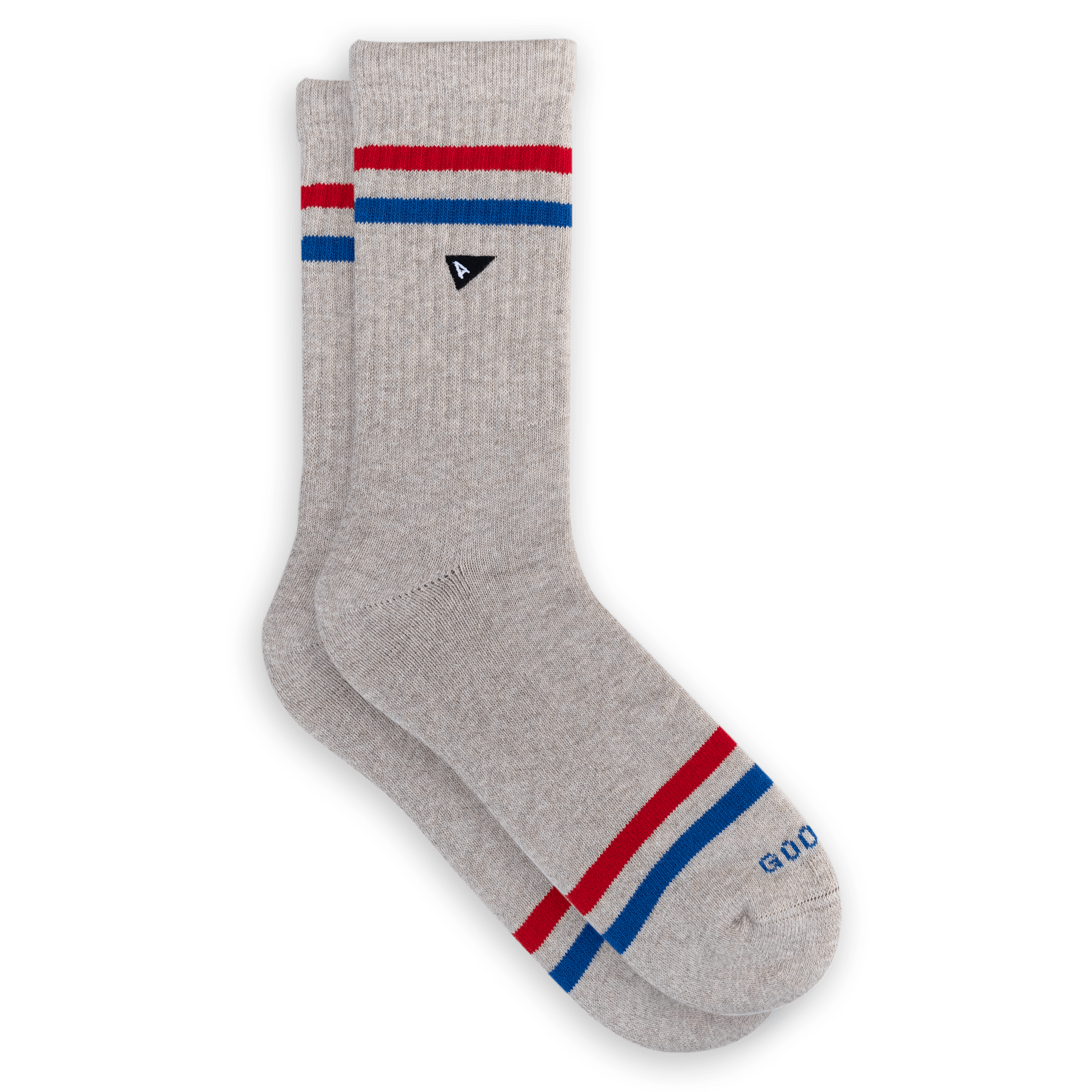 Arvin Goods crew sock with seasonal matador stripe colorway. Made in Portugal with recycled yarns