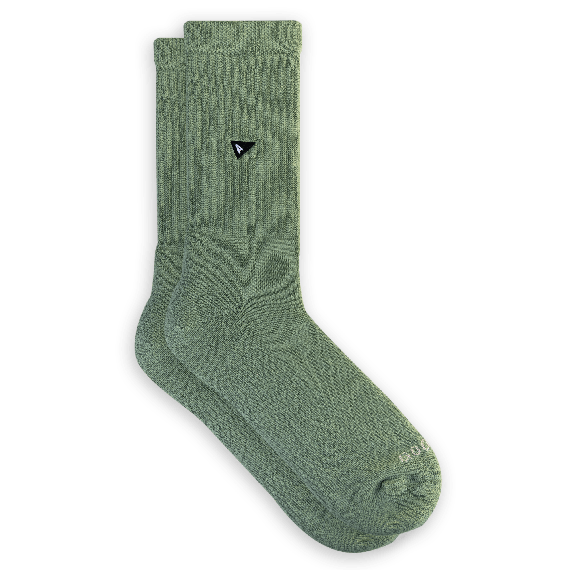 Arvin Goods crew sock in Growing Season green. Seasonal solid color. Made in Portugal with recycled yarns. Unisex fit.