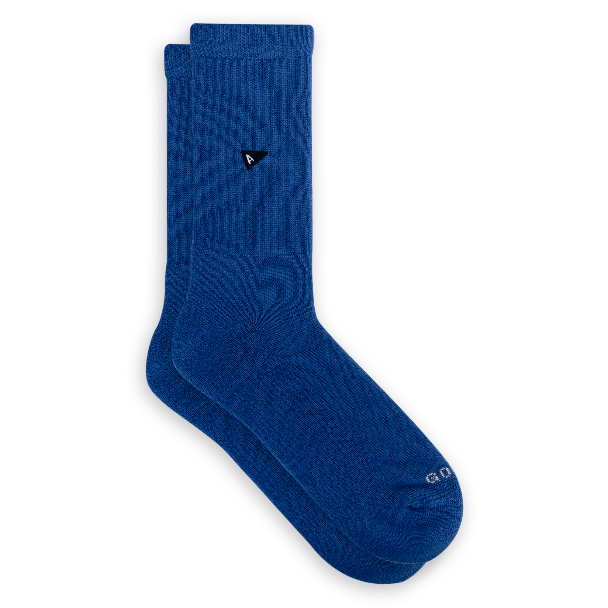 Arvin Goods crew sock in seasonal Royal Blue. Made in Portugal with recycled yarns. Unisex fit.