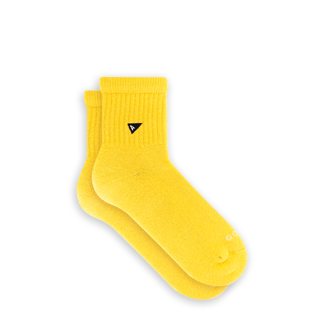 Arvin Goods ankle sock in limited Sun colorway. Made in Portugal with recycled yarns. Cushioned, breathable, unisex fit in S/M size only.
