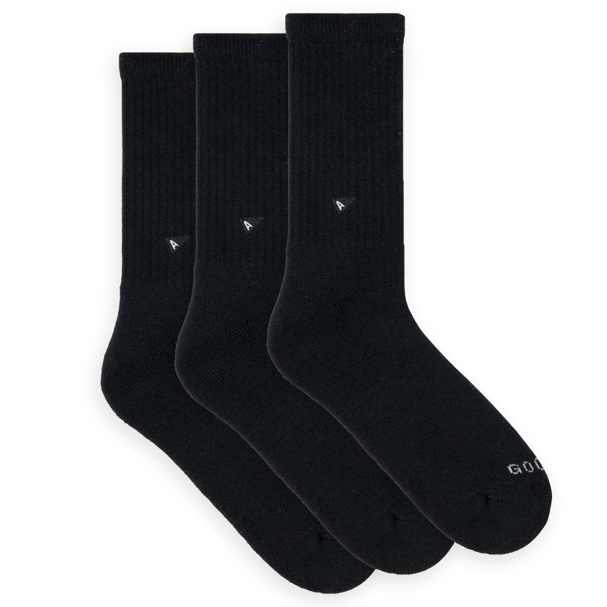 3-pack of Arvin Goods solid crew socks made in Portugal with recycled materials