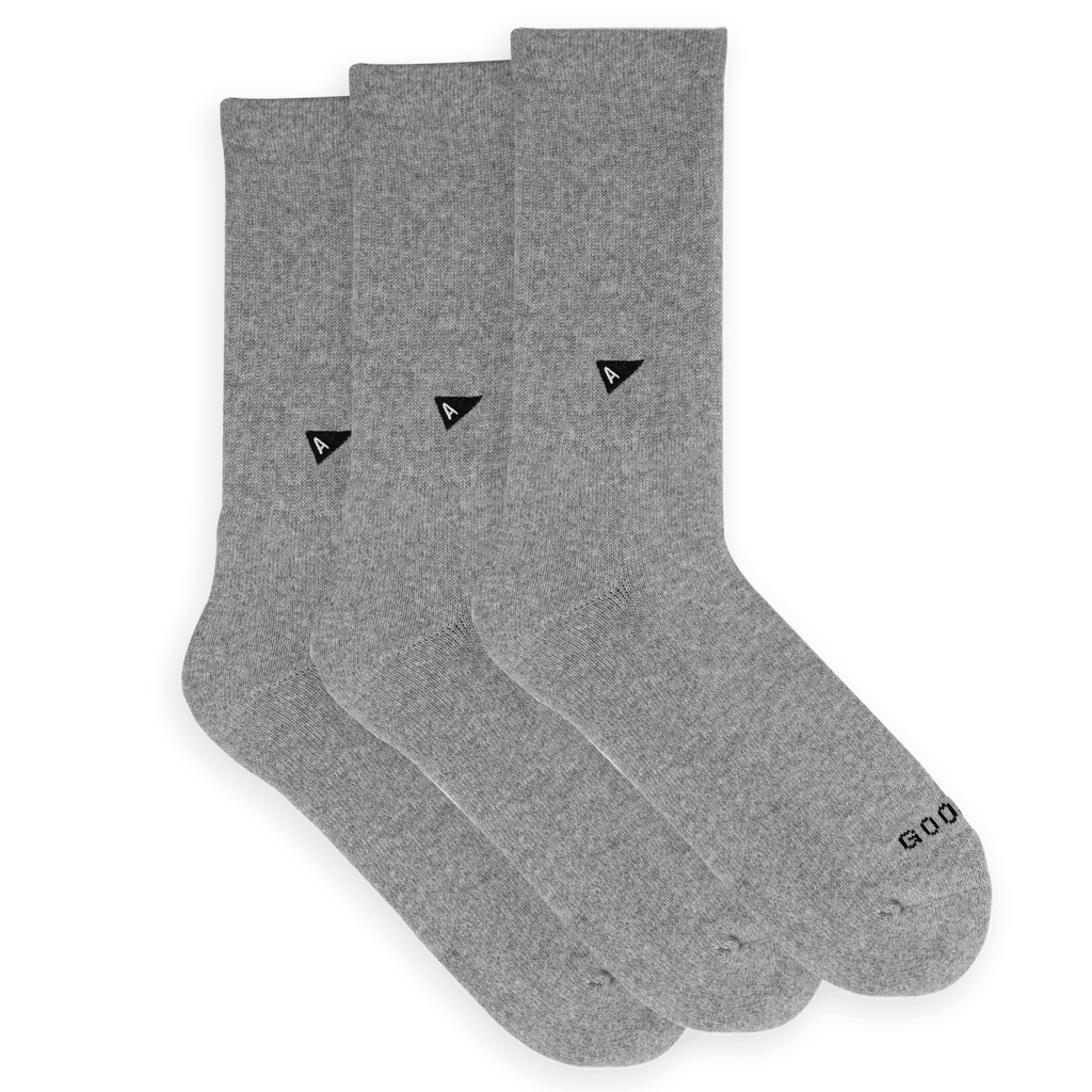 3-pack of Arvin Goods solid crew socks made in Portugal with recycled materials